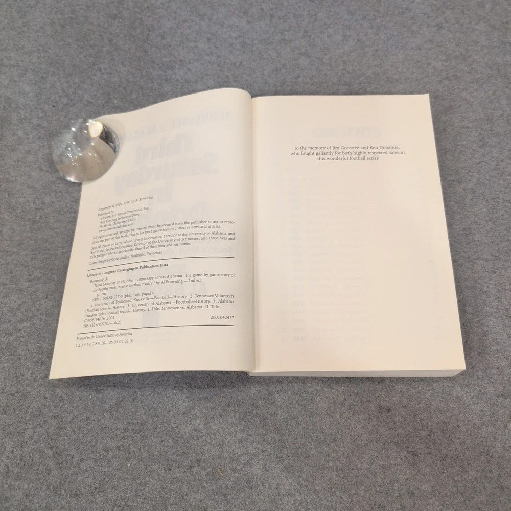 Third Saturday in October Tennessee vs Alabama Al Browning 2nd Ed Football Book - Picture 2 of 4